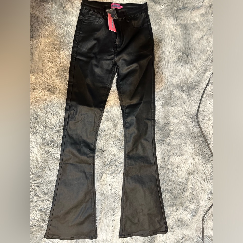 Edikted Luna Flare Faux Leather Pants